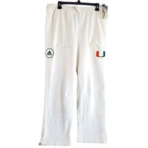Miami Hurricanes Team Issued Adidas Athletic Pants Men's XLT White New NWT $89